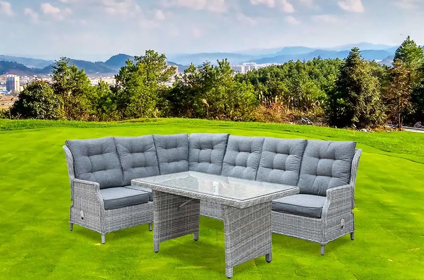 Nâng cao sự thoải mái ngoài trời: Khám phá các tính năng của Bộ bàn ăn sofa góc ngả 5 CÁI